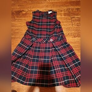 Flynn O'Hara Drop Waist Jumper Navy And Red Plaid Girls Size 7 EUC